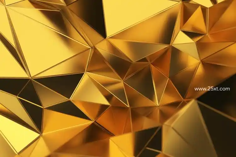 立体抽象多边形纹理的土豪金背景图片素材 - 25学堂