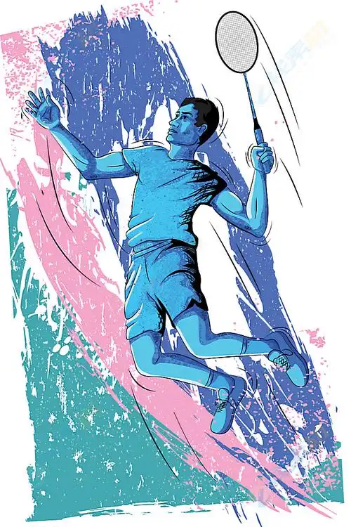 创意打羽毛球人物图像矢量素材下载