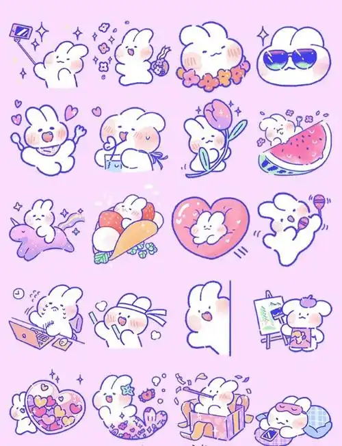 手帐素材可爱兔兔简笔手帐临摹素材