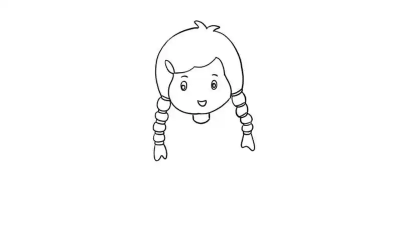 女孩吃汤圆简笔画扎着麻花辫调皮的女孩简笔画长辫子女孩的简笔画如何