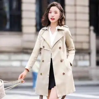 lachapellehomme拉夏贝尔中款风衣女韩版新款修身显瘦百搭系带收腰