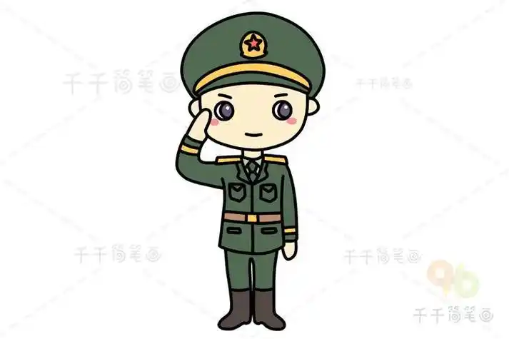 女解放军卡通简笔画