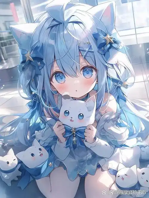 蓝色系的二次元图片,很有梦幻的感觉!