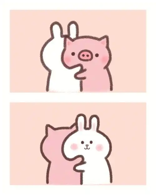 兔兔和猪猪抱抱猪可爱抱抱
