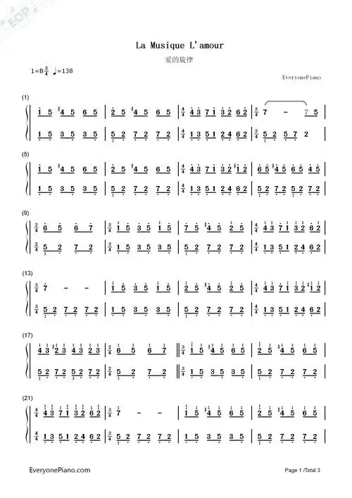 爱的旋律-理查德61克莱德曼双手简谱预览1