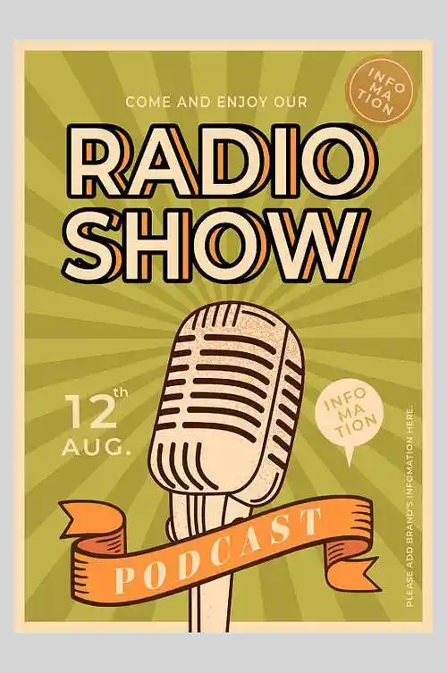 英文高级感黄复古音乐ktv宣传海报