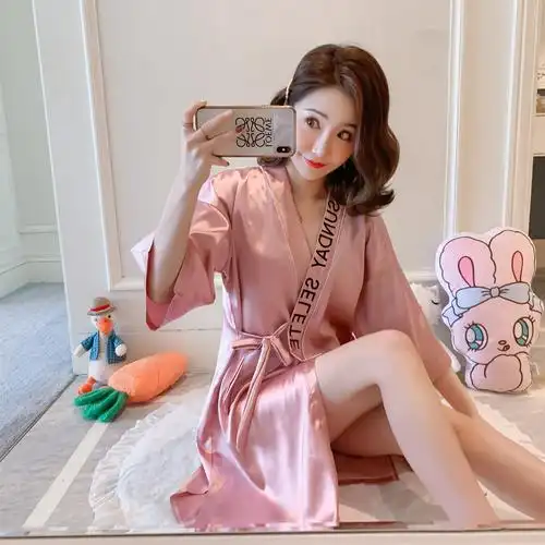 夏季款睡裙女睡袍真丝家居服睡衣四个色均码