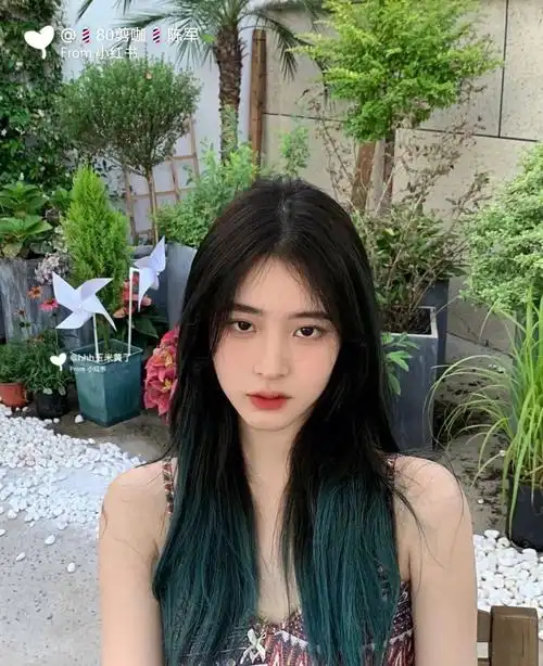 孔雀绿发尾染08