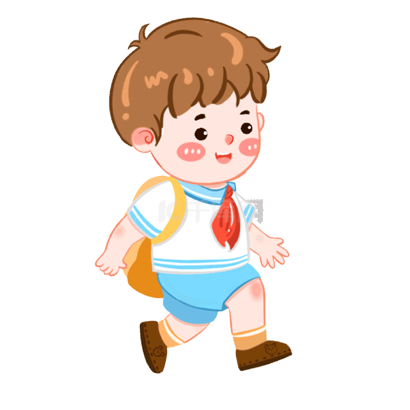 男孩背书包走路走去上学动图gif