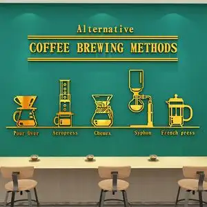 网红打卡甜品咖啡馆墙面装饰墙贴创意奶茶店背景墙壁贴画收银吧台