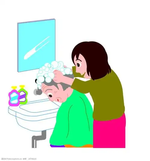 矢量老人洗头eps