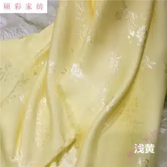 花语丹兰梅兰竹菊丝绸提花布古装汉服服装绸缎布料旗袍马面裙古风面料