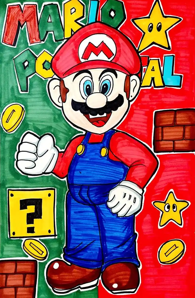 简笔画 #一学就会系列 #超级玛丽 #儿童画 #跟着抖音学 - 抖音