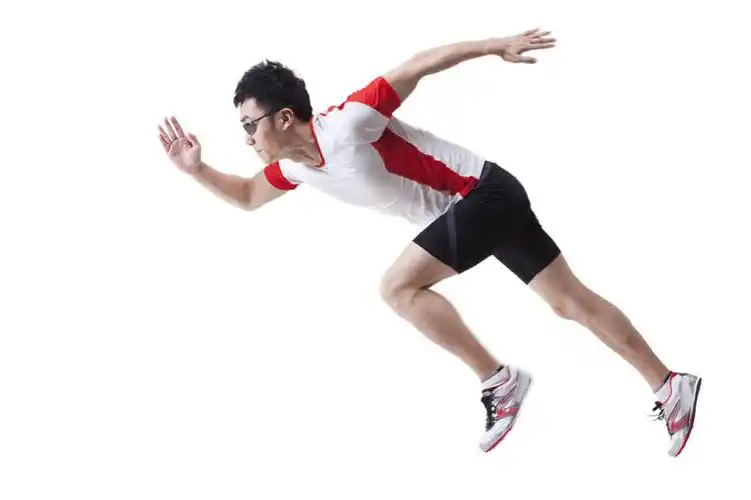 东方人,成年人,健壮,一个人,运动员,跑,横图,留白,白色背景,侧面,运动