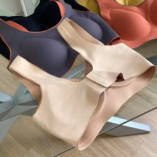 男极人乳胶美背无钢圈薄款聚拢背心胸罩可拆卸灰兰紫l