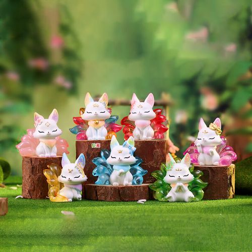 新品ins小憨豆q版车载幸运小摆件树脂装饰品 1040-127山海九尾狐6个