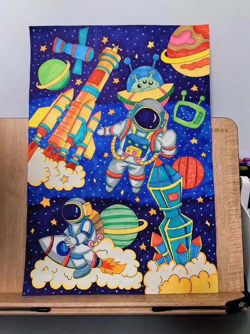 科幻画主题画创意画一等奖.科幻画合集来了#科幻画 #科技主题 - 抖音