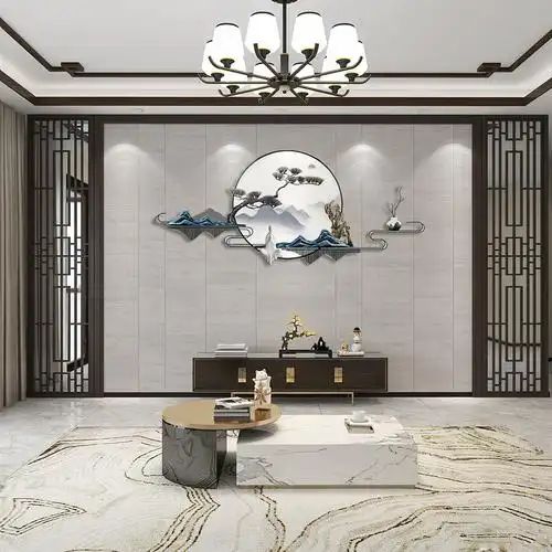 电视背景墙壁纸中式