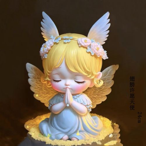 24cm高16cm宽 翅膀许愿天使石膏娃娃模具卡通新款乳胶手工制作diy
