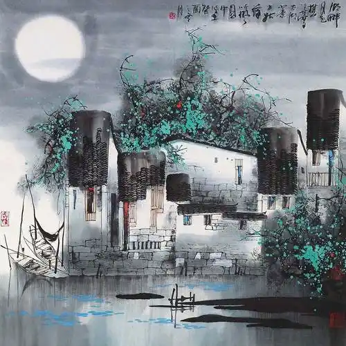 水粉画小桥流水人家,小桥流水人家绘画,小桥流水人家水墨画相关的内容