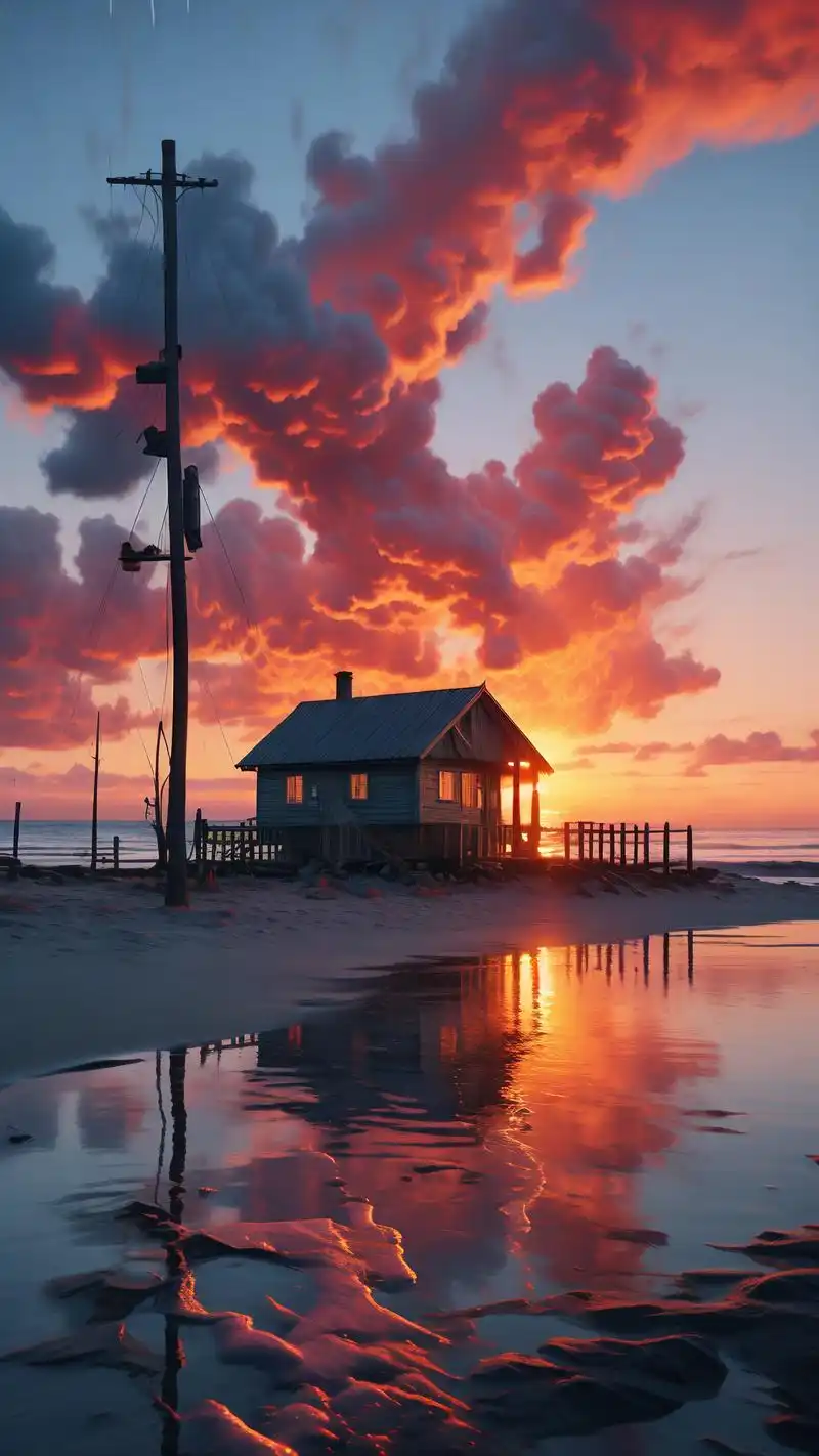 93高级ins风海边晚霞壁纸精选98 一组高级ins风格的海边晚霞壁纸