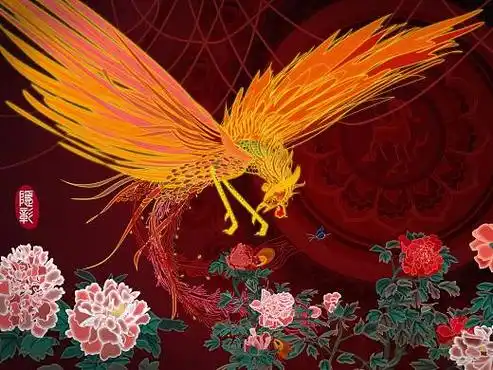 古风手绘《凤穿牡丹》富贵吉祥图案