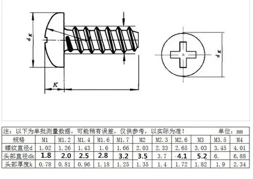 304不锈钢盘头十字平尾自攻钉 圆头自攻螺丝pb 圆攻m2.5*5*6*8*10