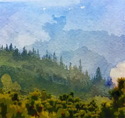 水彩绘森林风景矢量素材