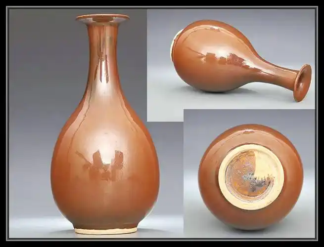 【多宝屋】■宋时代 定窑 紫金釉 玉壷春瓶 极品zd105