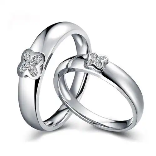 中国珠宝 白18k金 情侣结婚对戒钻戒珠宝钻石戒指