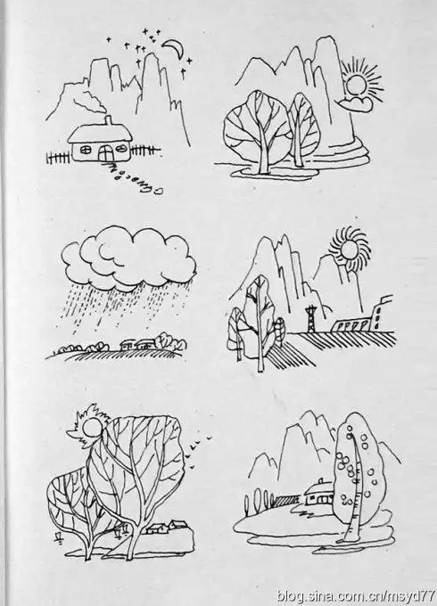 远景近景景物简笔画