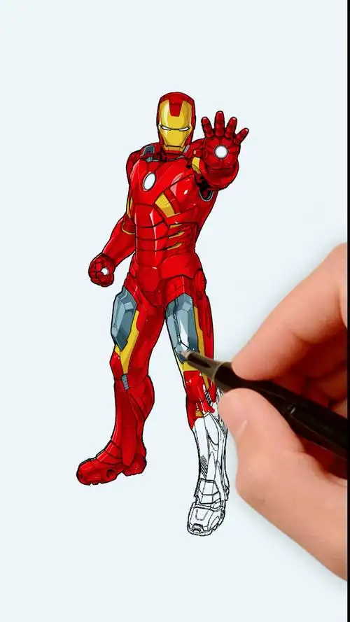 画画原来如此简单#爸爸画的钢铁侠vs我画的钢铁侠