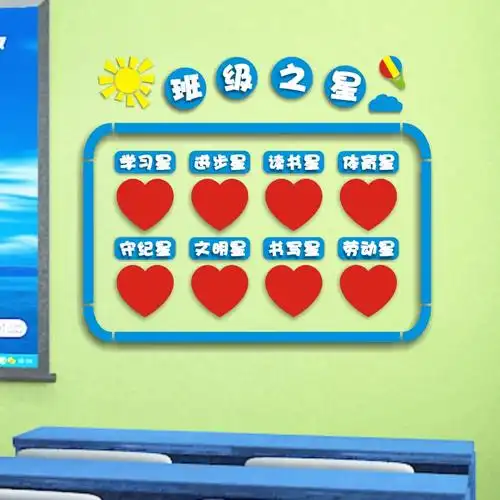 每周班级之星墙贴纸小学生评比栏3d立体照片墙教室布置文化墙装饰