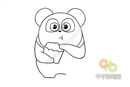 吃零食的熊猫简笔画步骤图儿童简笔画教程之小熊吃饼干步骤饼干简笔画