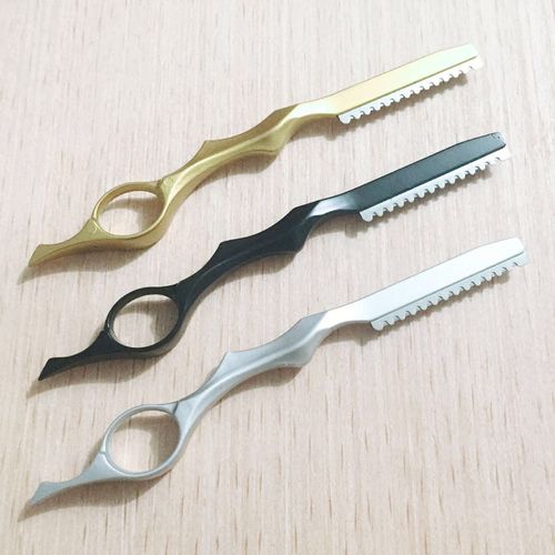 美发专业削发刀理发削刀打薄器碎发打薄刀架配锯齿刀片手动型刮刀