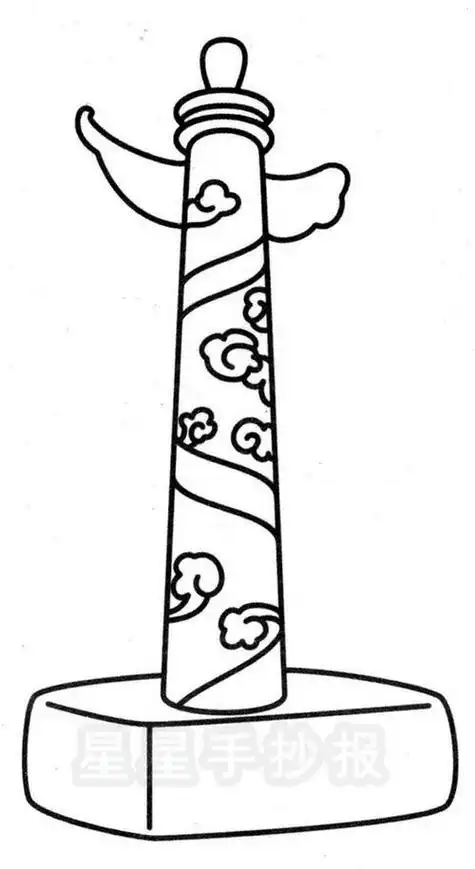 华表简笔画手绘图,华表简笔画彩色_竞价网
