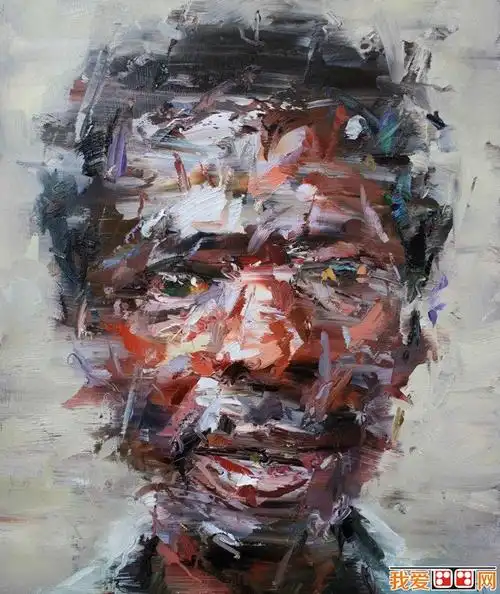 英国当代画家paul wright抽象人物头像油画(3)_世界名画_百科_我爱