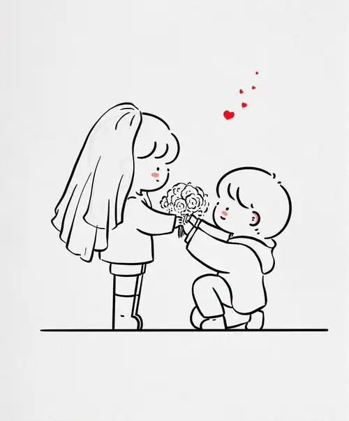 情侣简笔画求婚专用简笔画7815简笔画求婚情侣头像手帐教程