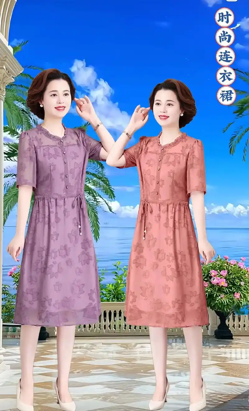 夏装连衣裙,太高贵了!2024年的新款中老年女装,穿上仿佛成 - 抖音
