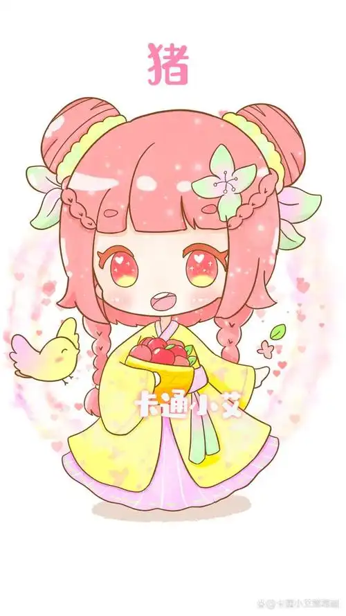 十二生肖公主简笔画,古风卡通版