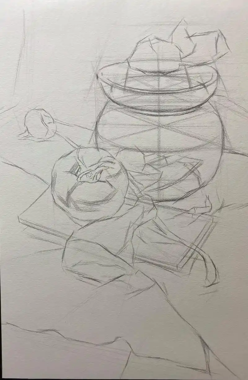 静物组合步骤图-.#素描静物 #静物 #美术生 #美术生日 - 抖音