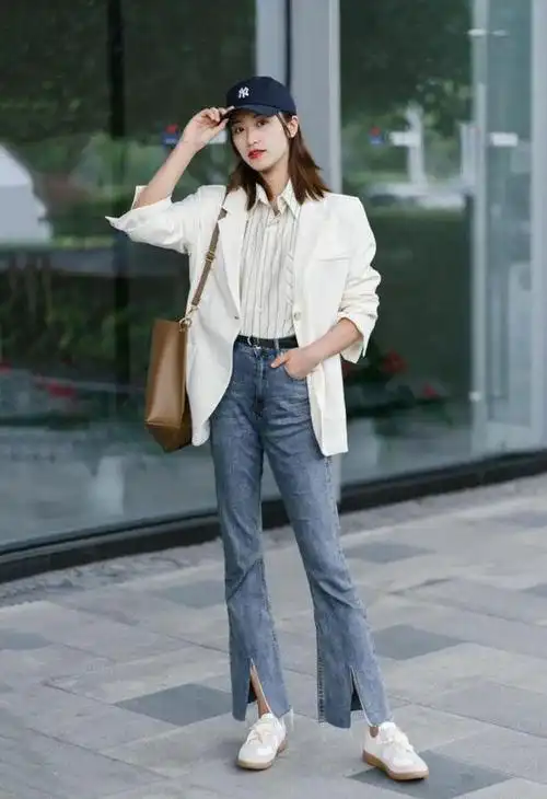 开春时尚季气质的西装牛仔裤穿搭永不过时的时髦搭配