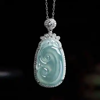 翡翠如意吊坠 含银链【图片 价格 品牌 报价】-京东