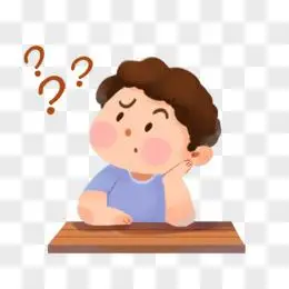 卡通男孩子托腮坐着思考问题问号素材