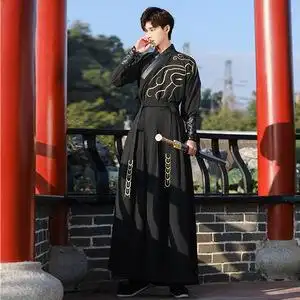 原创黑色汉服男套装青少年古代衣服男款古装学生古风日常表演服