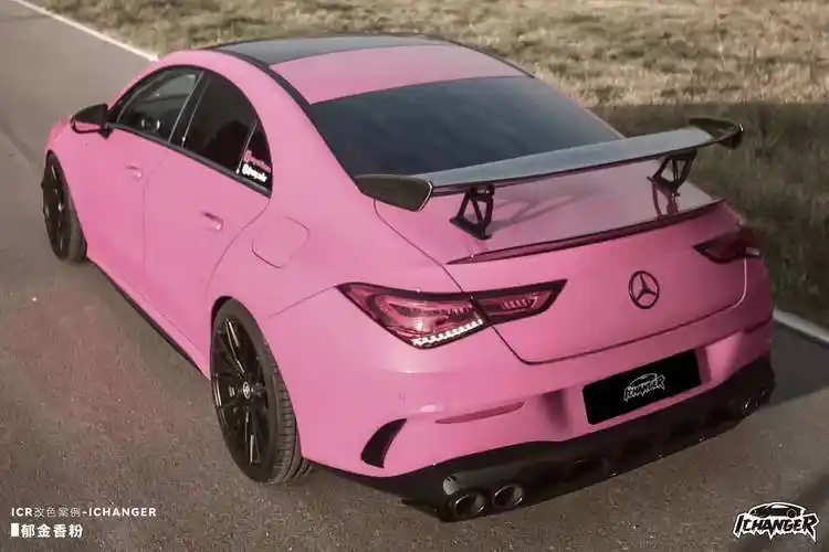 奔驰claamg-ichanger改色膜郁金香粉,充满唯美意境的粉色系_搜狐汽车