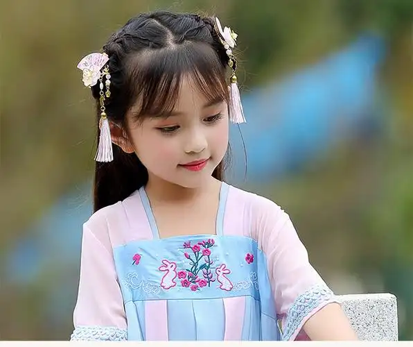 超级新品 迪鲁奥(diluao)儿童古装头饰步摇流苏超仙公主饰夹古代汉服