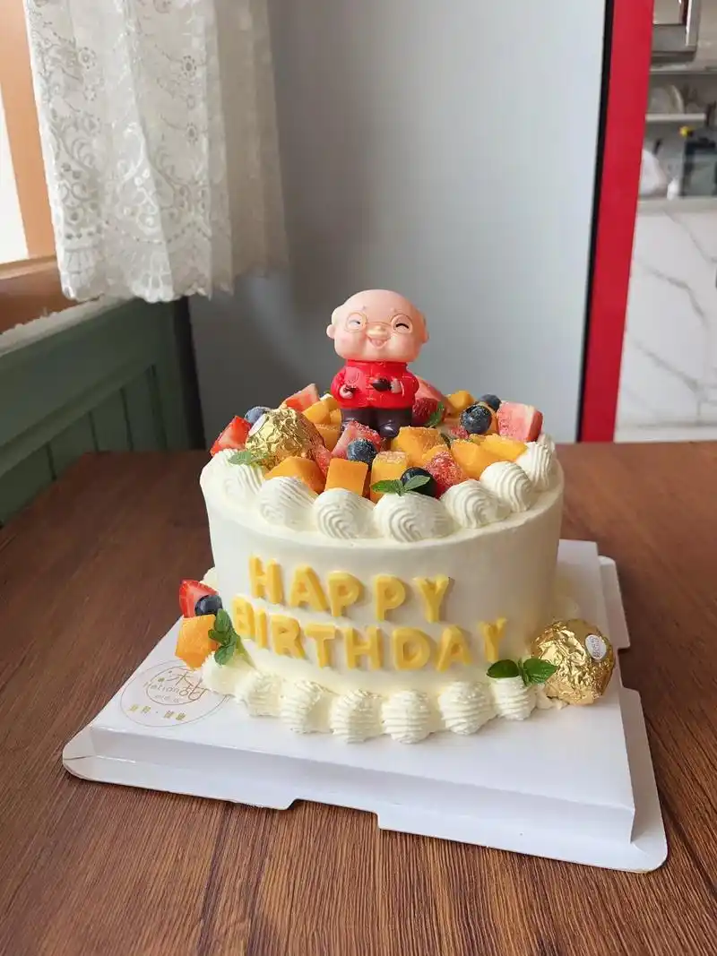 爷爷生日蛋糕.寿星公蛋糕 芒果好甜 1磅(约454克)的蛋糕 - 抖音