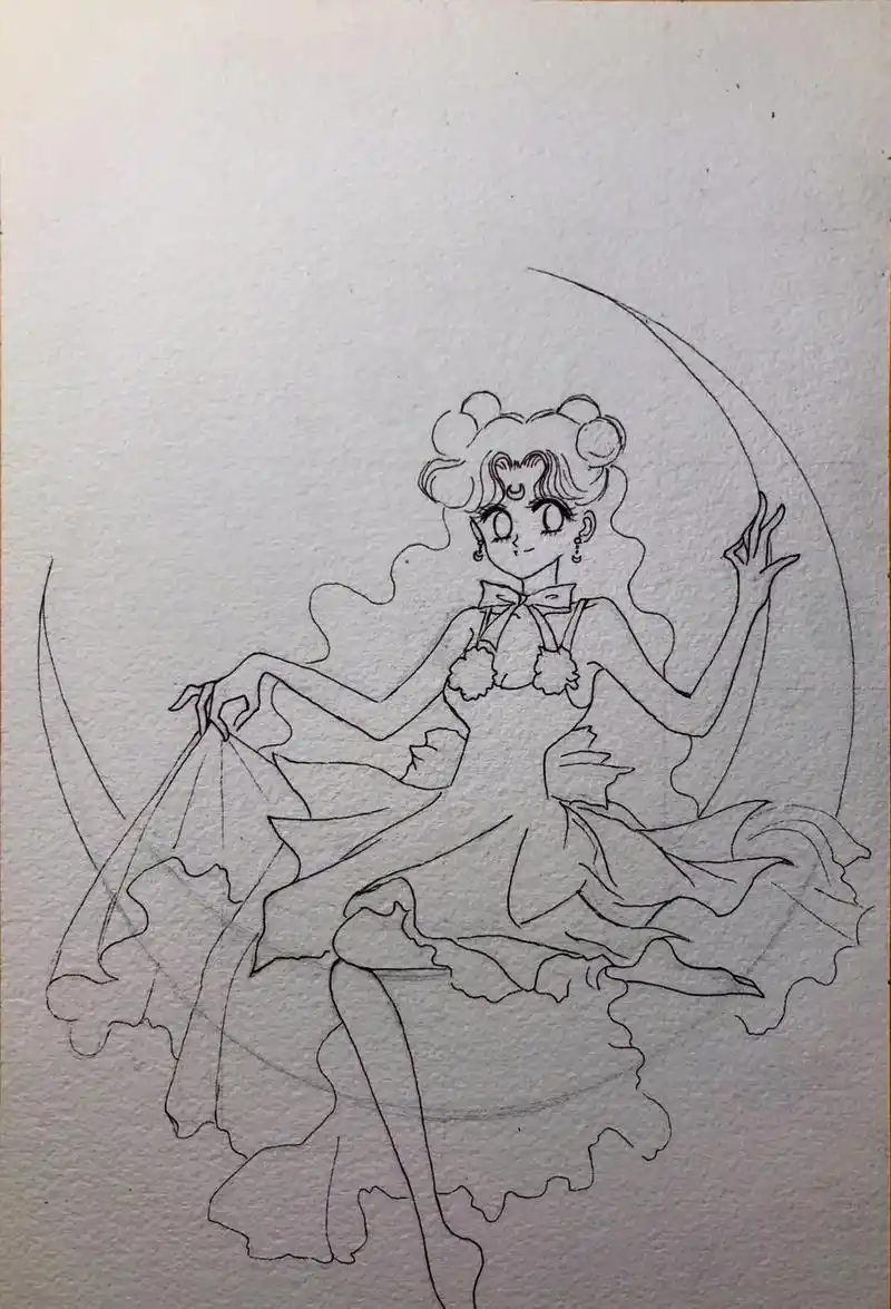 童年动画 #美少女战士 #露娜 #手绘 #过程 - 抖音