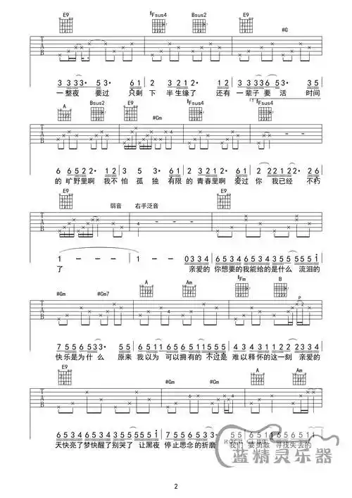 羽泉 亲爱的|吉他谱